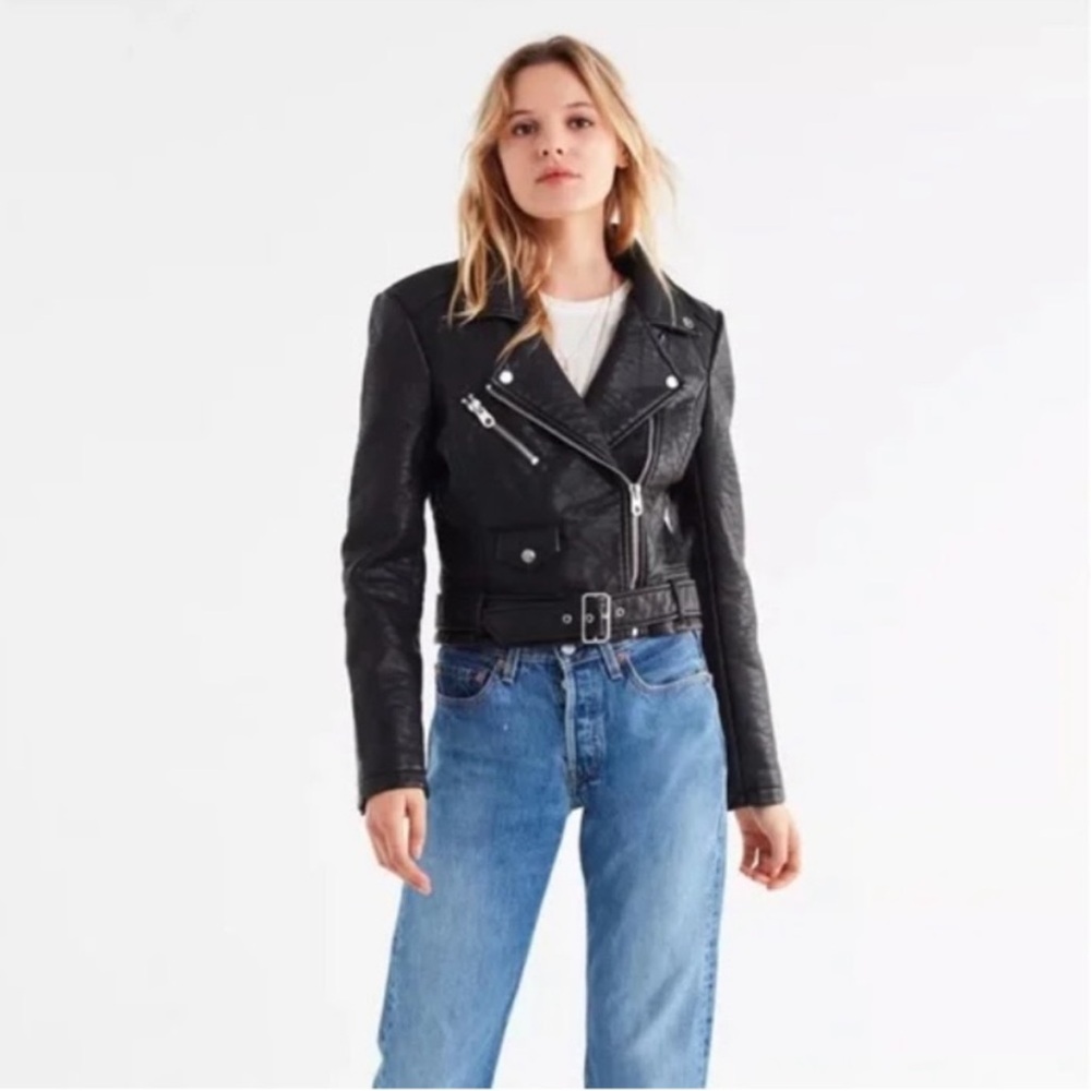 Urban Outfitters x Silence + Noise Leather Moto Jacket size xs
